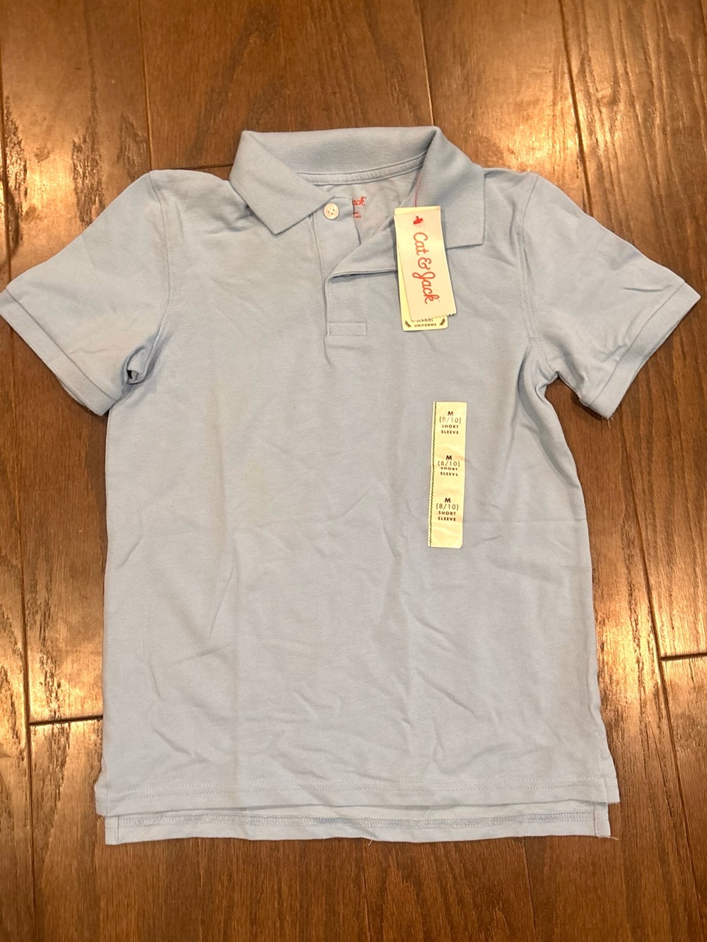 Cat & Jack Light Blue Short Sleeve Polo Shirt School Uniform Top- M 8 / 10- NWT